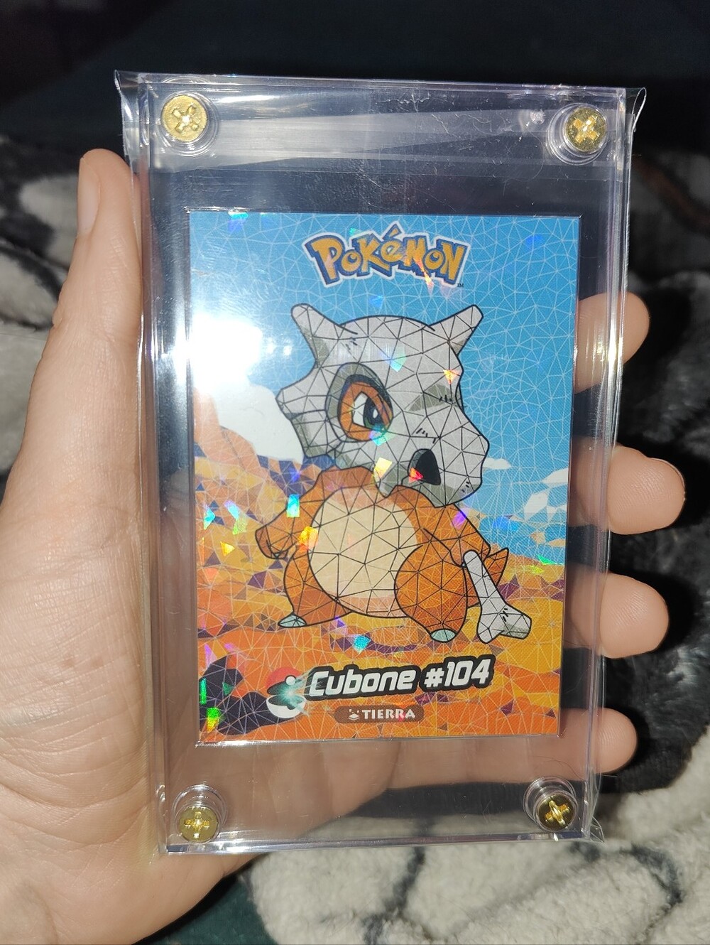 Cubone Crystal Cracked Ice holo Encased Pokémon Unofficial Card Peru tcg